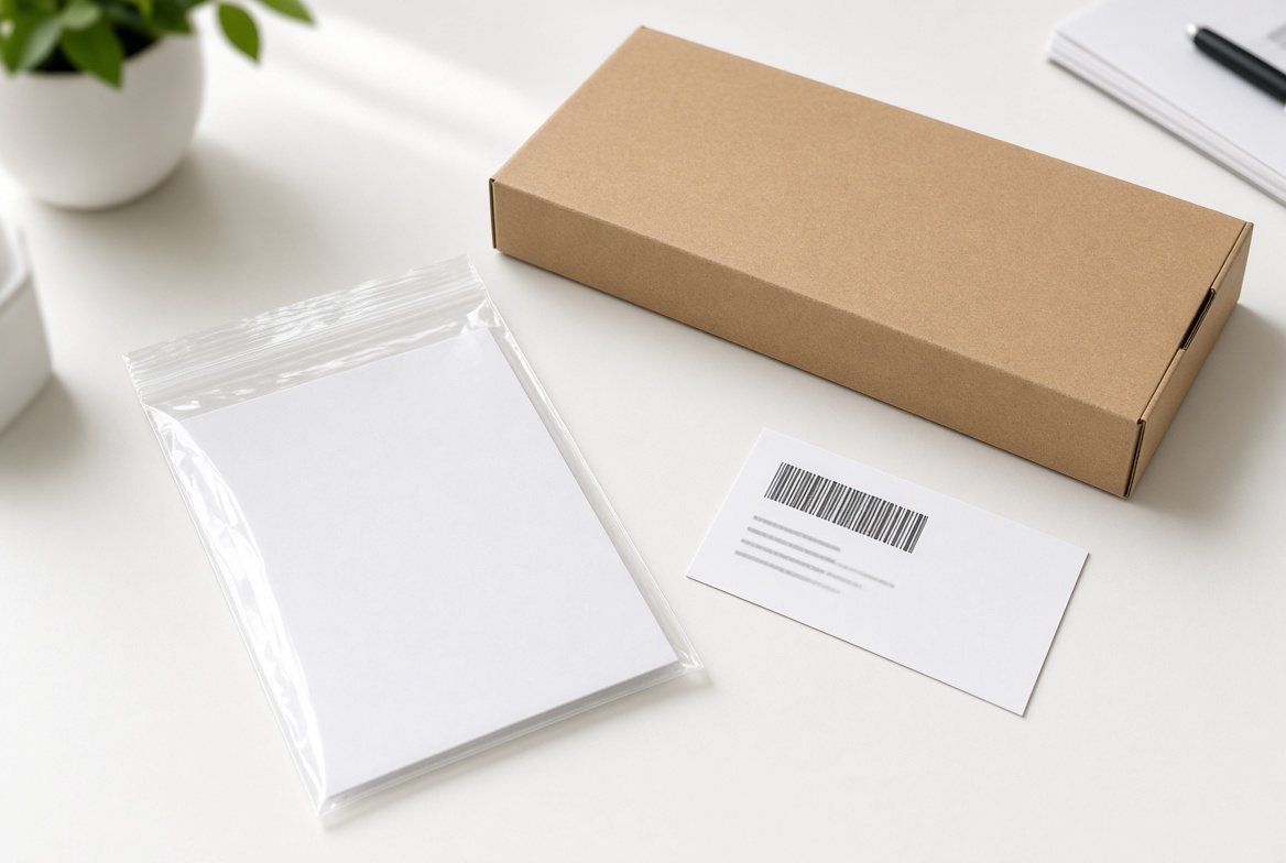 Document mailer and tracking card on a desk